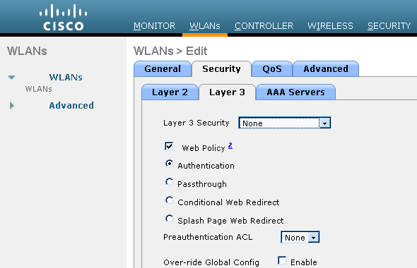 WLC - WLAN s Web Policy