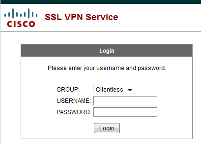 Clientless SSL VPN - login portal page