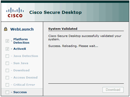 Cisco Secure Desktop WebLaunch