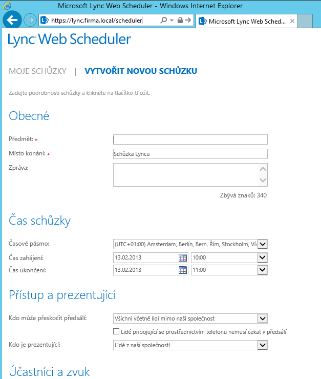 Lync 2013 Web Scheduler