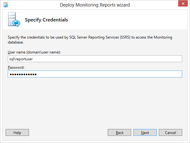 Deploy Monitoring Reports - credentials