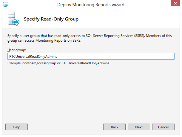 Deploy Monitoring Reports - Specify Read Only Group