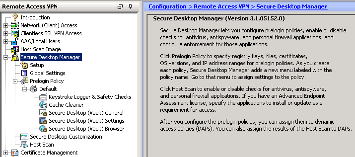 ASDM Secure Desktop Manager