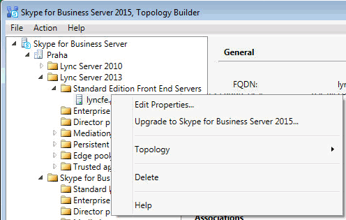 Skype for Business Topology Builder - upgrade