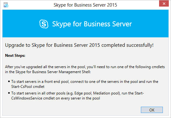 Skype for Business - upgrade dokončen