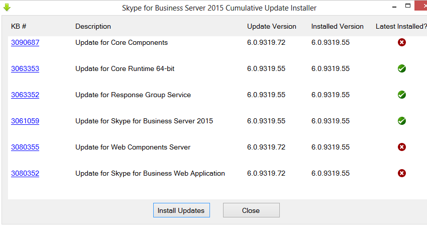 Skype for Business Server 2015 Cumulative Update Installer