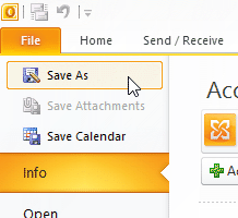 Outlook - Save As calendar