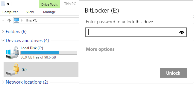BitLocker To Go - odemknutí disku