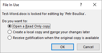 Word is locked for editing by username