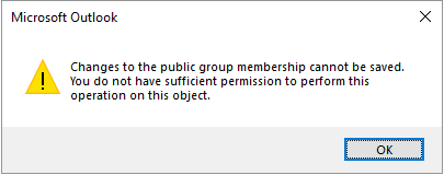 Changes to the distribution list membership cannot be saved