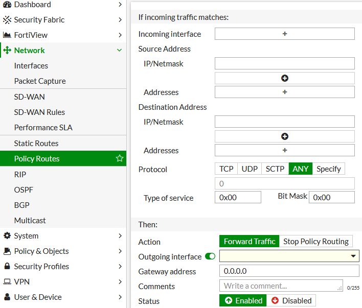 FortiGate - Policy Route