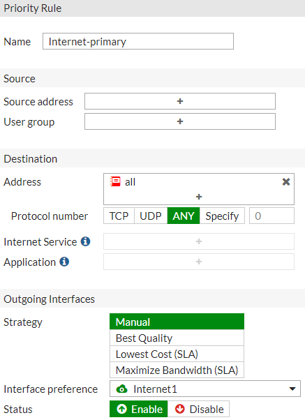 FortiGate - SD-WAN Rule
