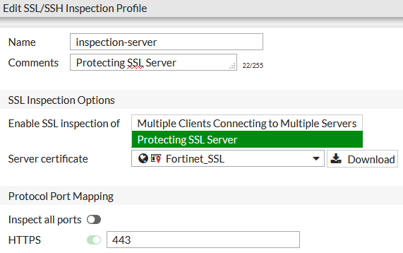 FortiGate SSL Inspection Protecting SSL Server FortiGate SSL Inspection Protecting SSL Server