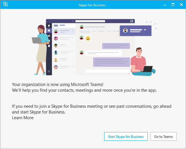 Skype for Business klient a Teams Only mód 1