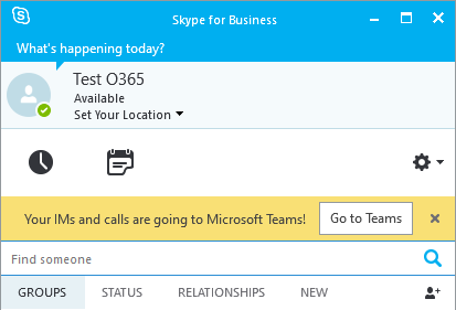 Skype for Business klient a Teams Only mód 2