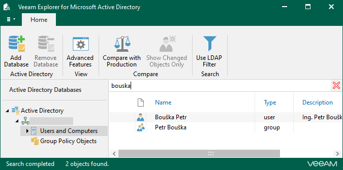 Veeam Explorer for Microsoft Active Directory