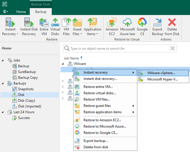 Veeam Backup & Replication - Instant recovery