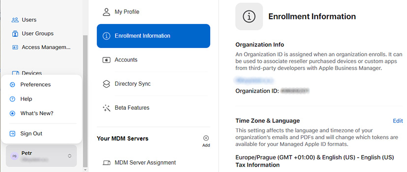 Apple Business Manager - Enrollment Information