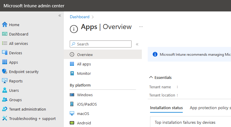 Intune - Apps - Overview