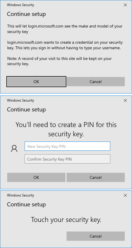 Uživatelská registrace FIDO2 Security key 3