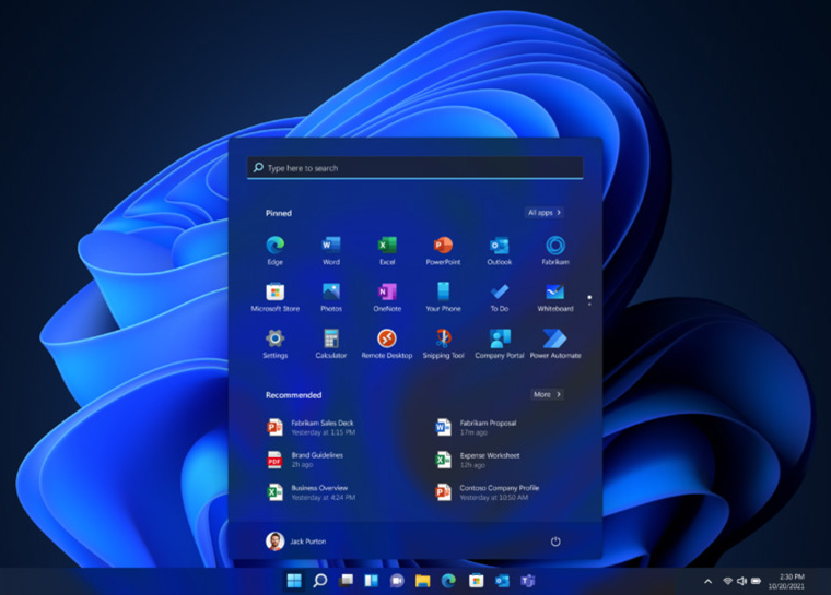 Windows 11 výchozí vzhled