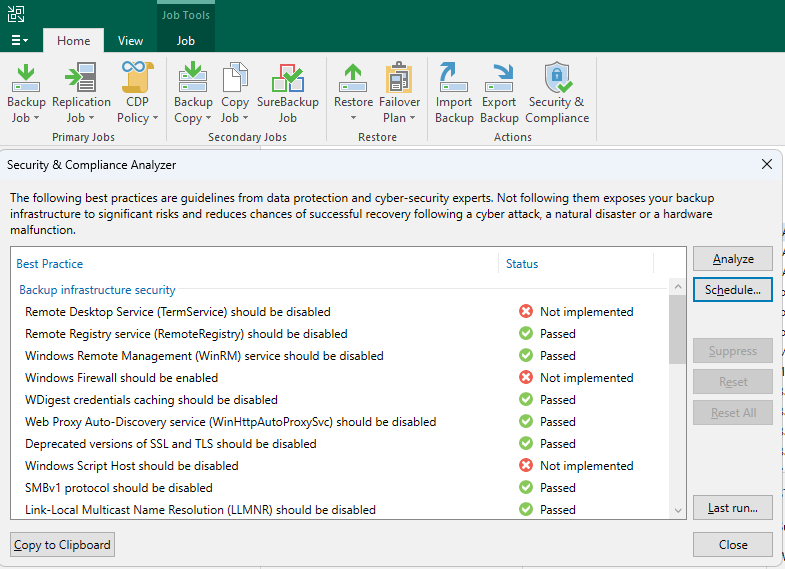 Veeam Backup & Replication - Security & Compliance Analyzer Veeam Backup & Replication - Security & Compliance Analyzer