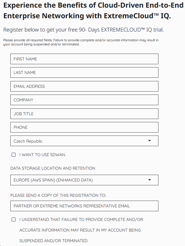 ExtremeCloud IQ Registration