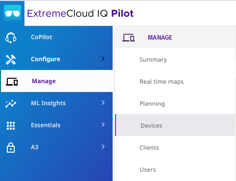 ExtremeCloud IQ - Manage - Devices
