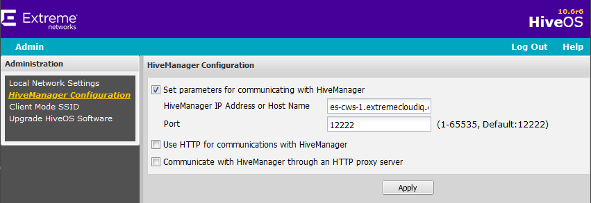 Extreme Networks AP305c - webové rozhraní  