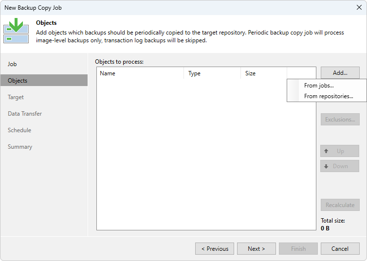 Veeam Backup & Replication - Backup Copy Job - Objects