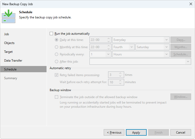 Veeam Backup & Replication - Backup Copy Job - Schedule
