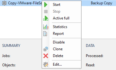 Veeam Backup & Replication - Backup Copy Job - Start