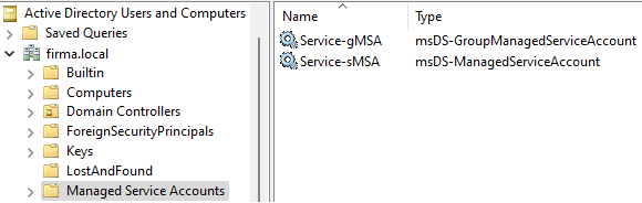 ADUC - Managed Service Accounts