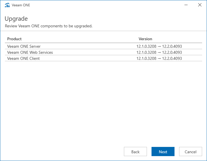 Upgrade Veeam ONE - verze komponent Upgrade Veeam ONE - verze komponent