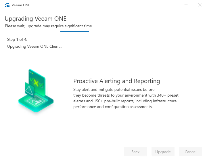 Upgrade Veeam ONE - průběh aktualizace krok 1 Upgrade Veeam ONE - průběh aktualizace krok 1