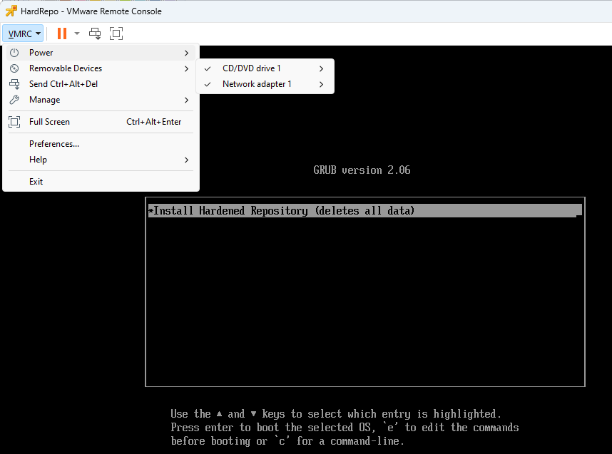 Instalace Veeam Hardened Repository ISO na VMware VM Instalace Veeam Hardened Repository ISO na VMware VM