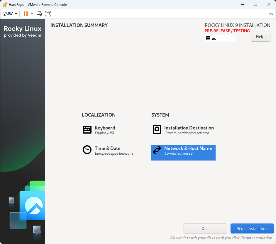 Instalace Veeam Hardened Repository ISO setup Instalace Veeam Hardened Repository ISO setup