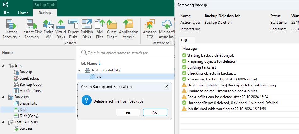 Veeam Backup & Replication - Immutability - delete from backup Veeam Backup & Replication - Immutability - delete from backup
