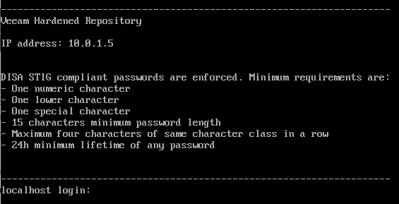Veeam Hardened Repository - požadavky na heslo Veeam Hardened Repository - požadavky na heslo