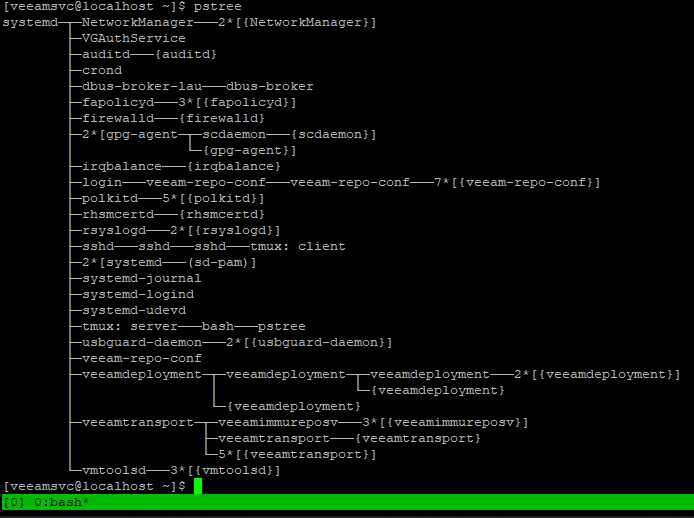 Veeam Hardened Repository - strom procesů Veeam Hardened Repository - strom procesů
