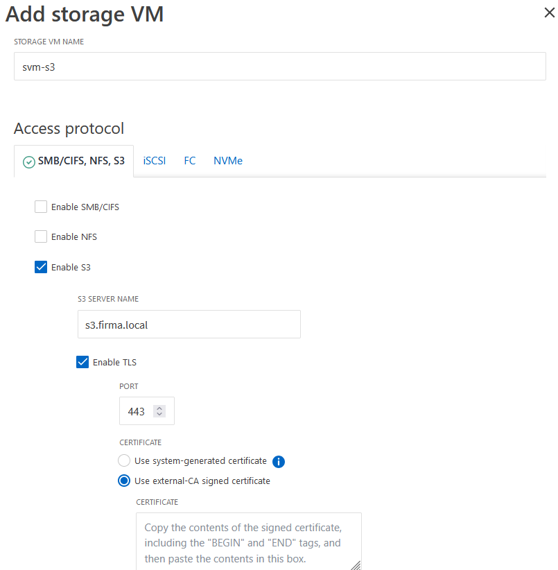 NetApp ONTAP - Add Storage VM - parametry 1