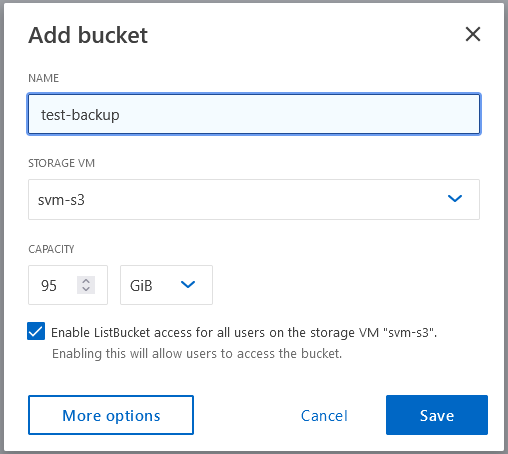 NetApp ONTAP - Add bucket