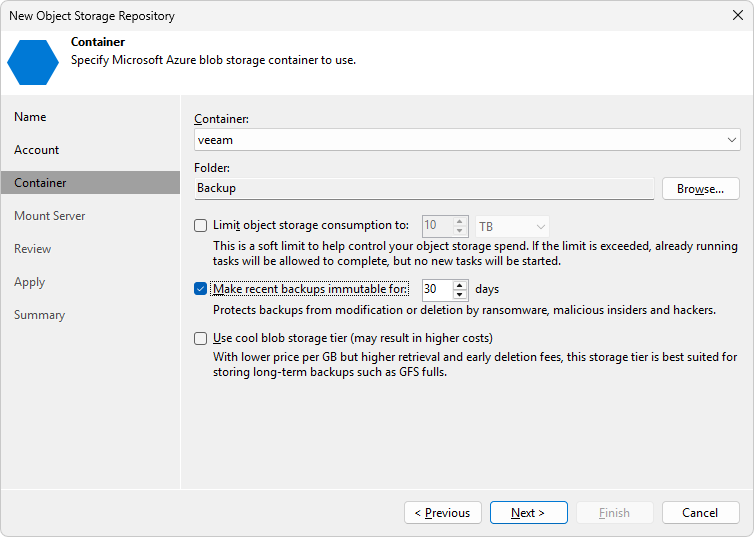 Veeam Backup & Replication - Add Object Storage Repository - Container Veeam Backup & Replication - Add Object Storage Repository - Container