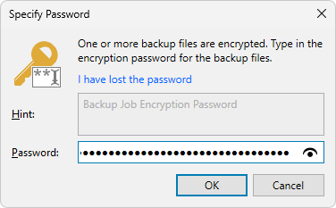 Veeam Backup & Replication - Decrypt backup - Specify Password Veeam Backup & Replication - Decrypt backup - Specify Password