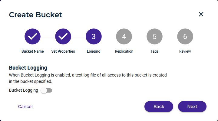 Wasabi - Create Bucket - step 3