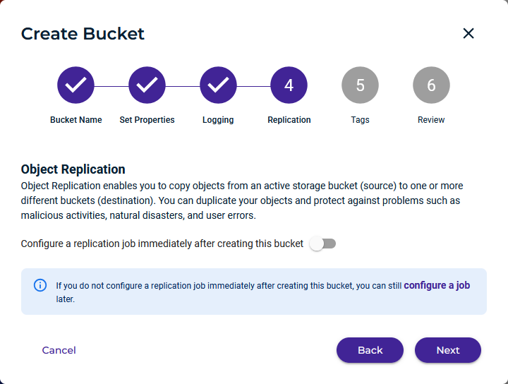 Wasabi - Create Bucket - step 4