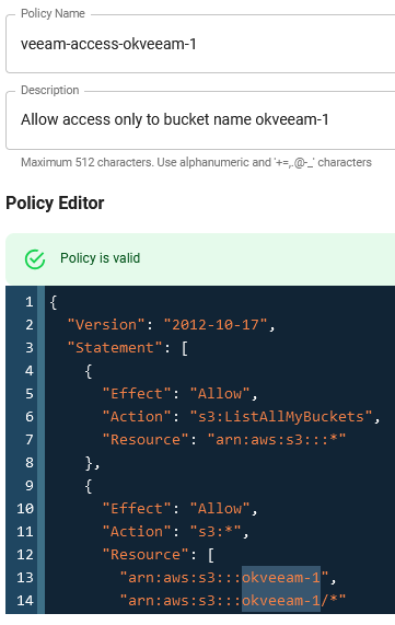 Wasabi - Create Policy