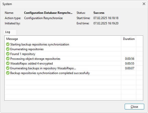 Veeam Backup & Replication - Backup Repositories - Rescan