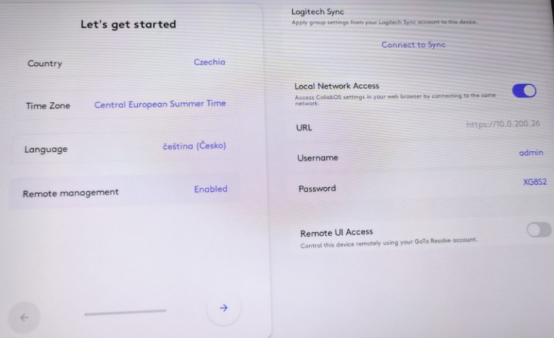 Logitech Rally Bar - konfigurace na Tap IP - první krok