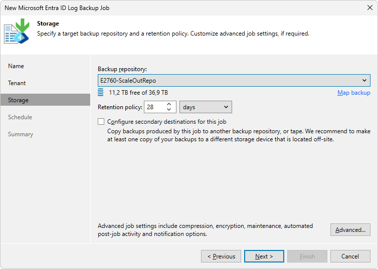 Veeam Backup & Replication - Entra ID Log Backup Job - Storage Veeam Backup & Replication - Entra ID Log Backup Job - Storage